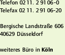 Telefax 02 11. 2 91 06-20Bergische L